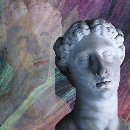 Le visage humain, une statue de marbre, art digital